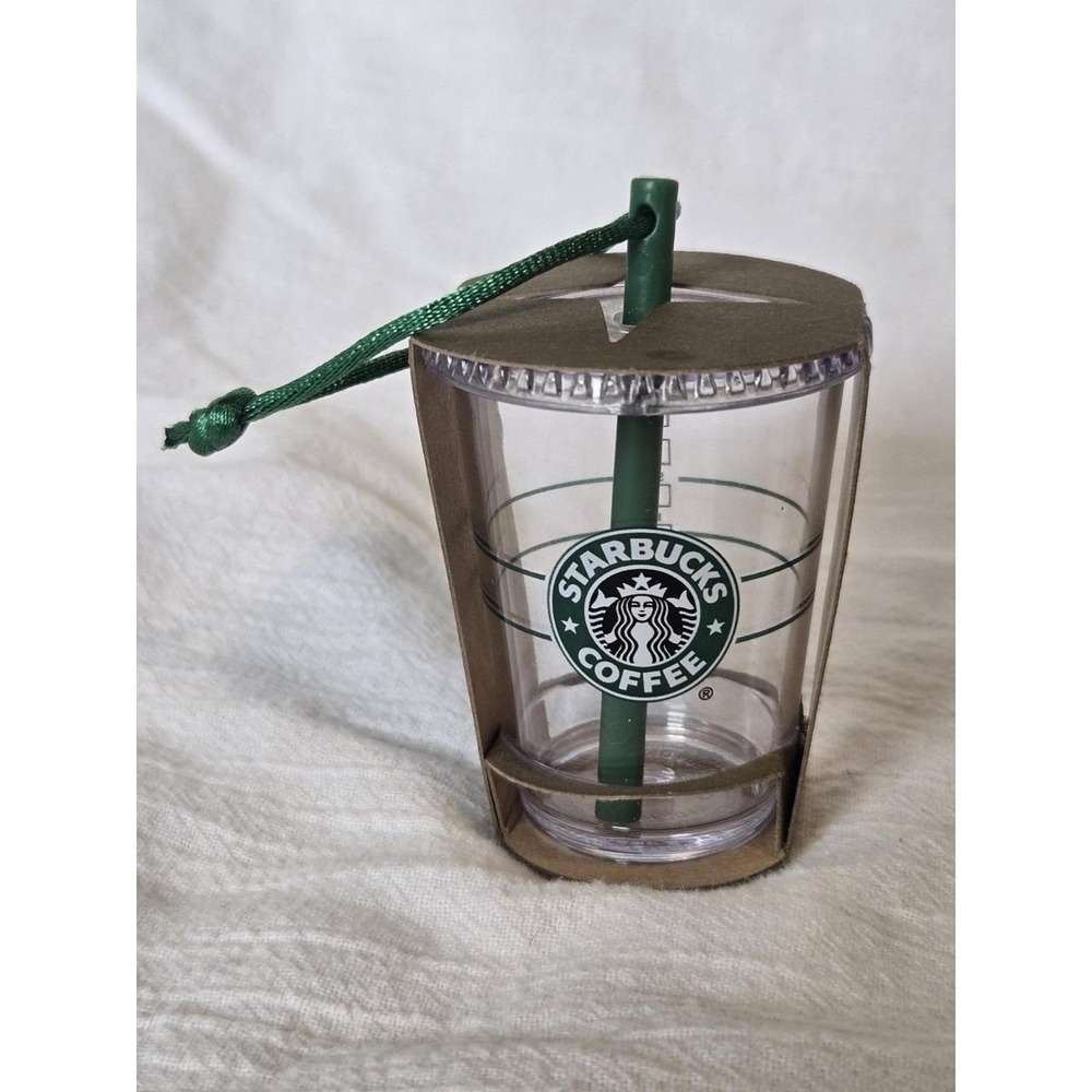 Starbucks‎ Coffee Mini Cold Cup Tumbler Christmas Ornament Green Straw Acrylic